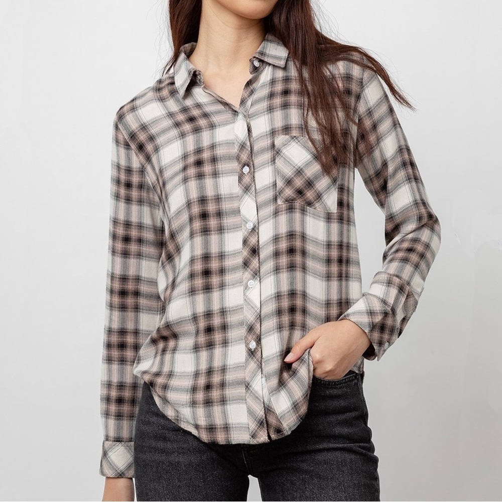 Rails Hunter Button-Front Shirt In Ivory Coal Blu… - image 1